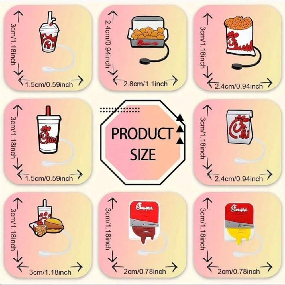 Chick-Fil-A 🍟 Inspired Stanley Cup Straw Topper 1Pc - Picture 3 of 4